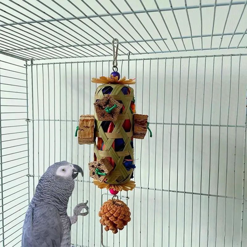 Parrot Foraging Chew Toy – Natural Wood Bird Enrichment Toy