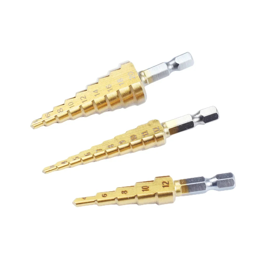 SLADE HSS Titanium Step Drill Bit Set 3-12 4-12 4-20mm