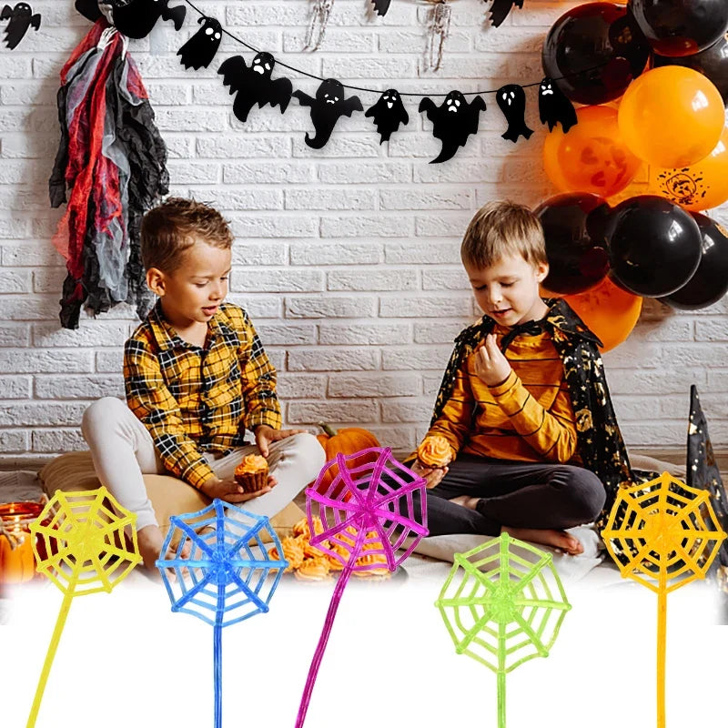 10-Pack Stretchy Sticky Spider Web Toys – Halloween Party Gift
