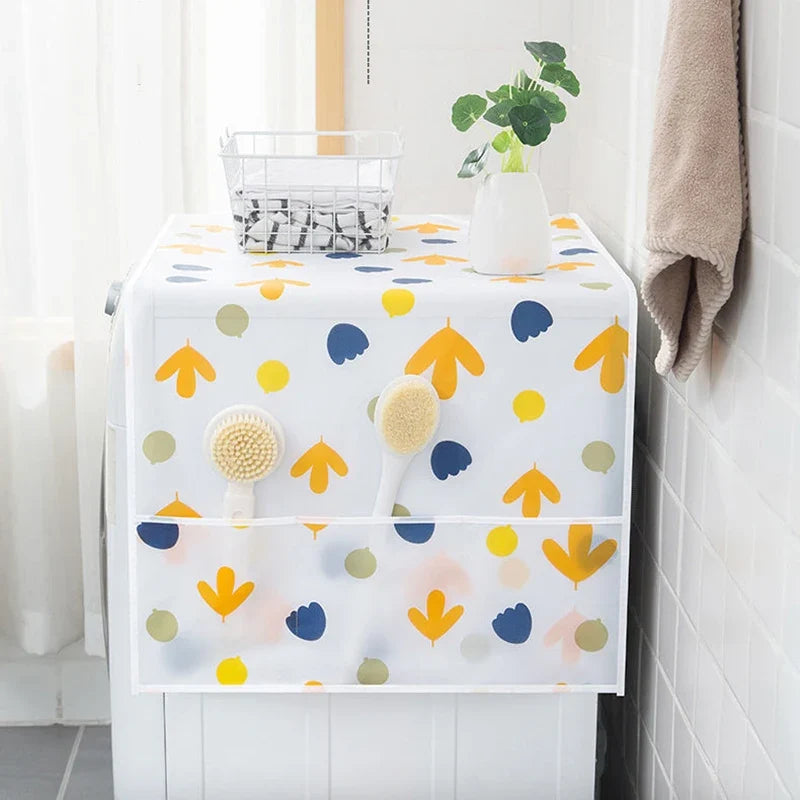 Refrigerator Dust Cover with Pockets | Green Leaf Fabric