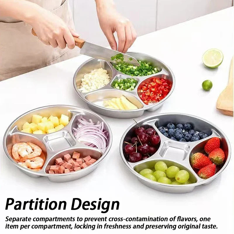 Stainless Steel Divider Tray Kitchen Cooking Food Preparation Plate