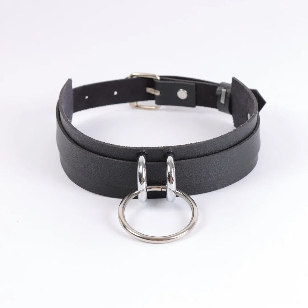 Fashion Round Spike Punk Chocker Collar PU Leather Harness Necklace
