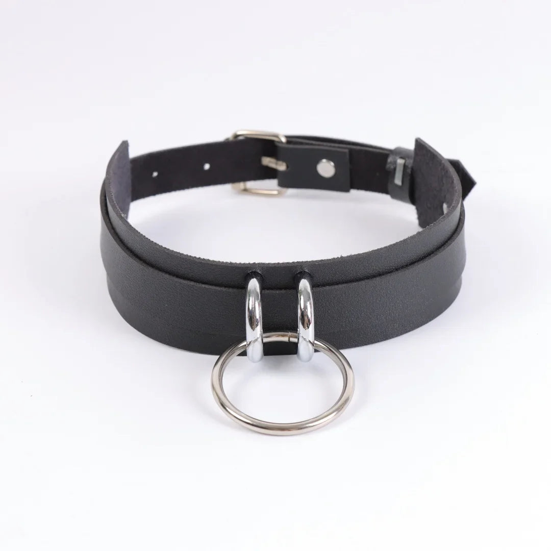 Fashion Round Spike Punk Chocker Collar PU Leather Harness Necklace