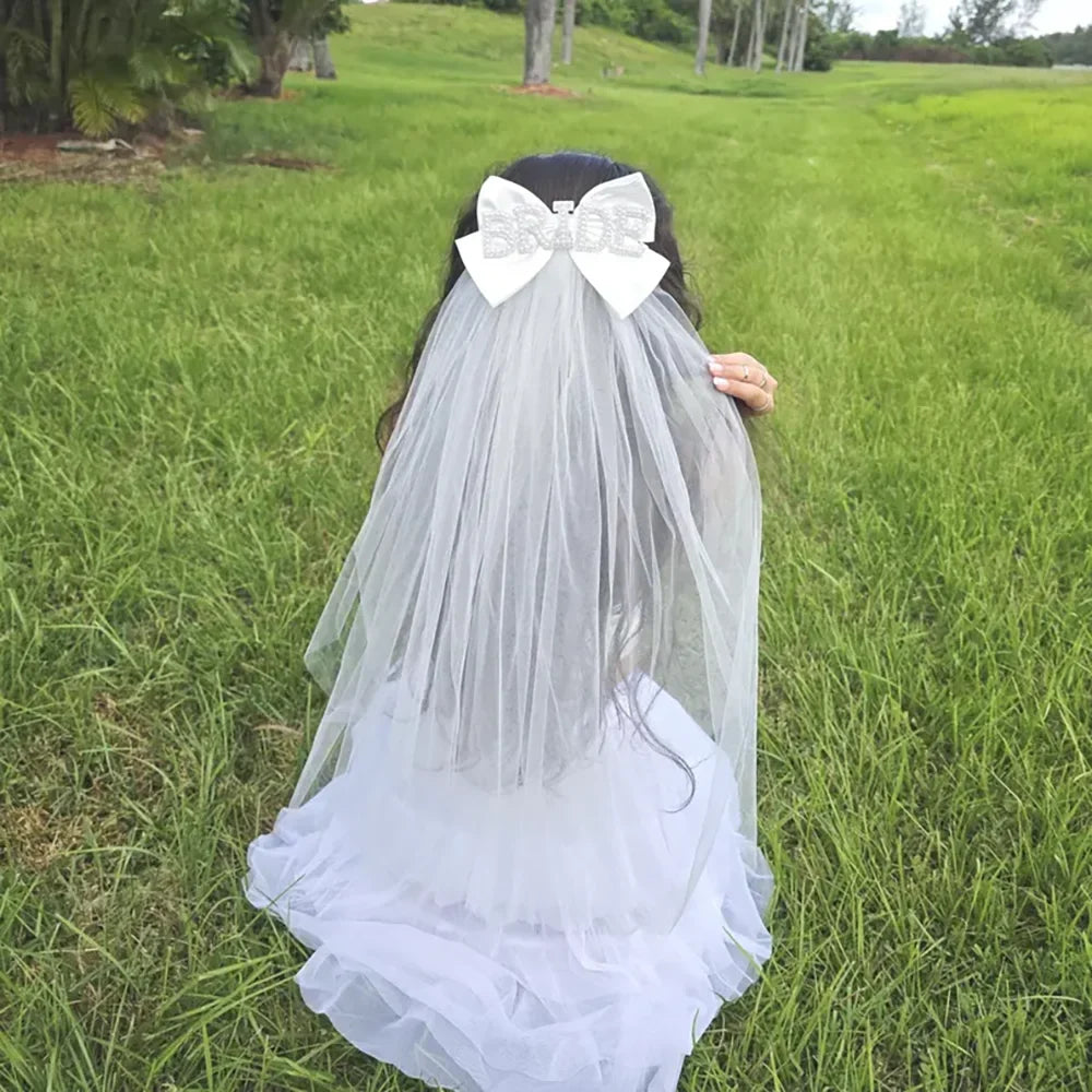 Rhinestone Bride Bow Veil | Bachelorette & Bridal Shower