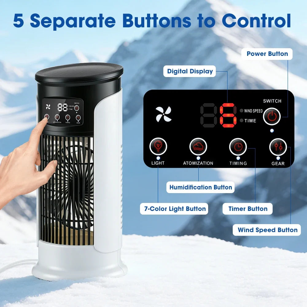 AFDEAL 6-Speed Desktop Misting Fan | Timer & 7-Color LED
