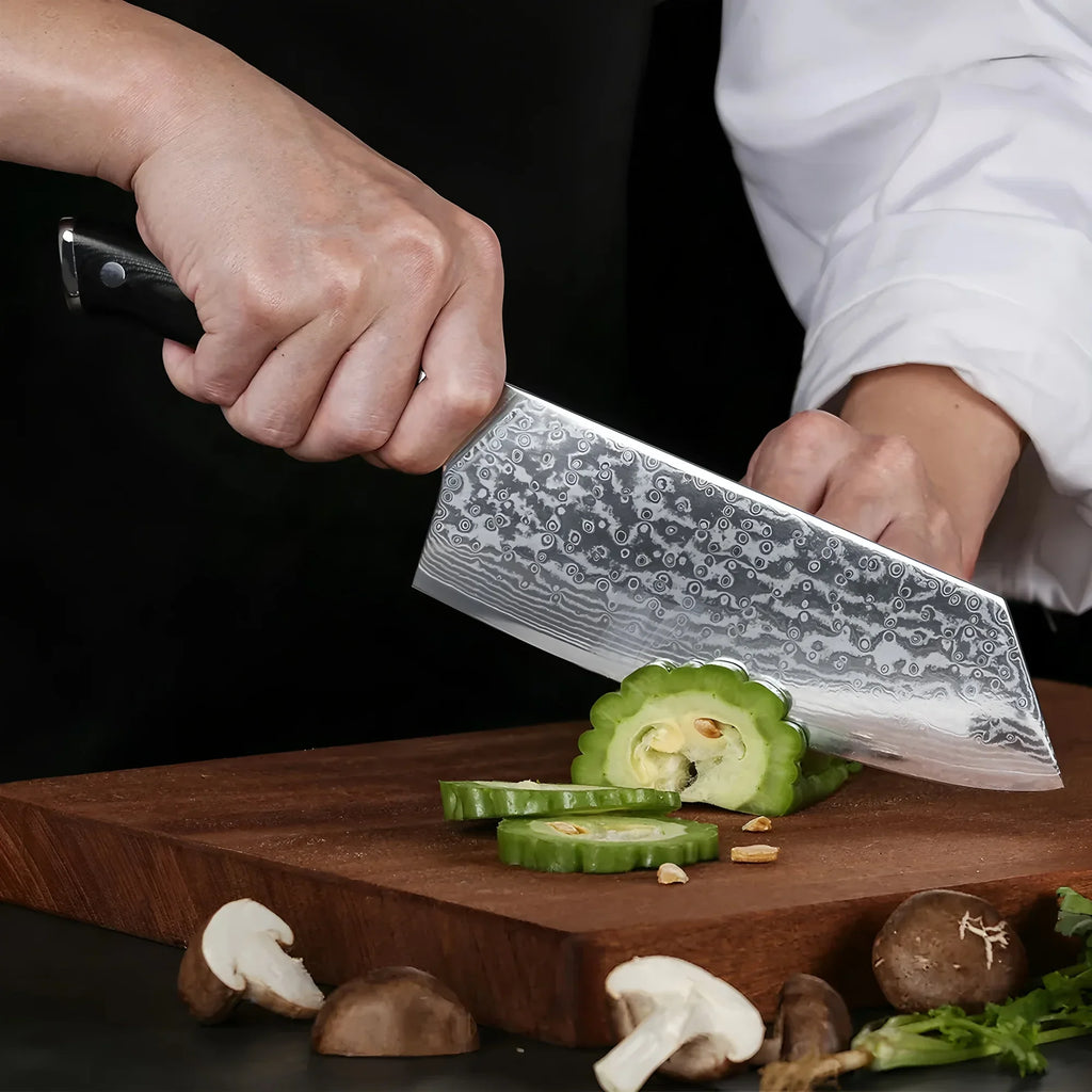 67-Layer Damascus Steel Chef Cleaver Knife – Sharp 19.3cm