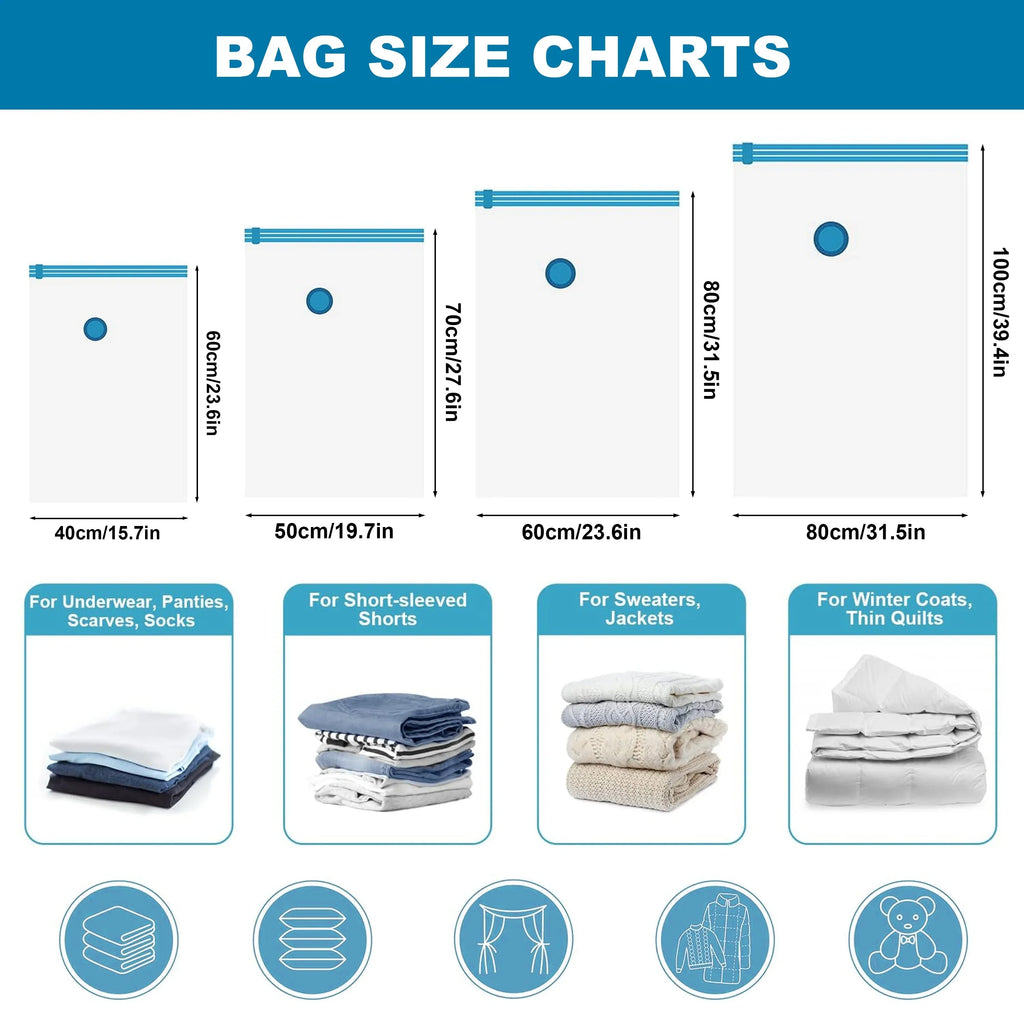 Vacuum Bag Valve Pump Clothes Storing Large Plastic Compression Empty