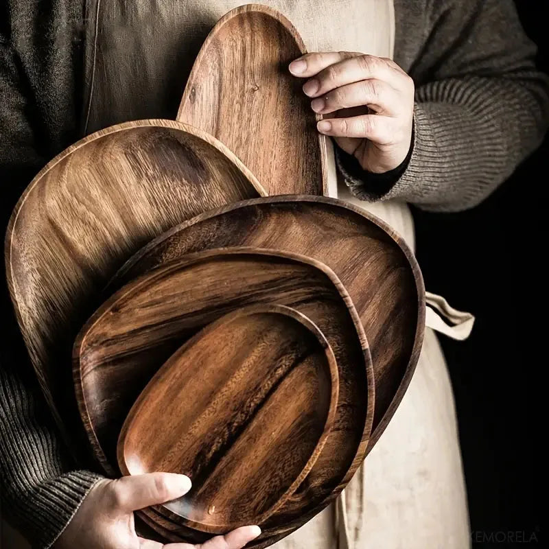 KEMORELA Solid Wood Oval Serving Plate – Sushi, Fruit & Tea Tray