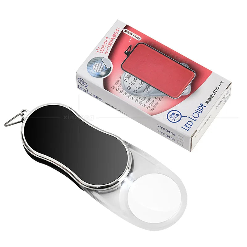 Folding 3.5X Magnifying Glass with LED Light – Portable Loupe