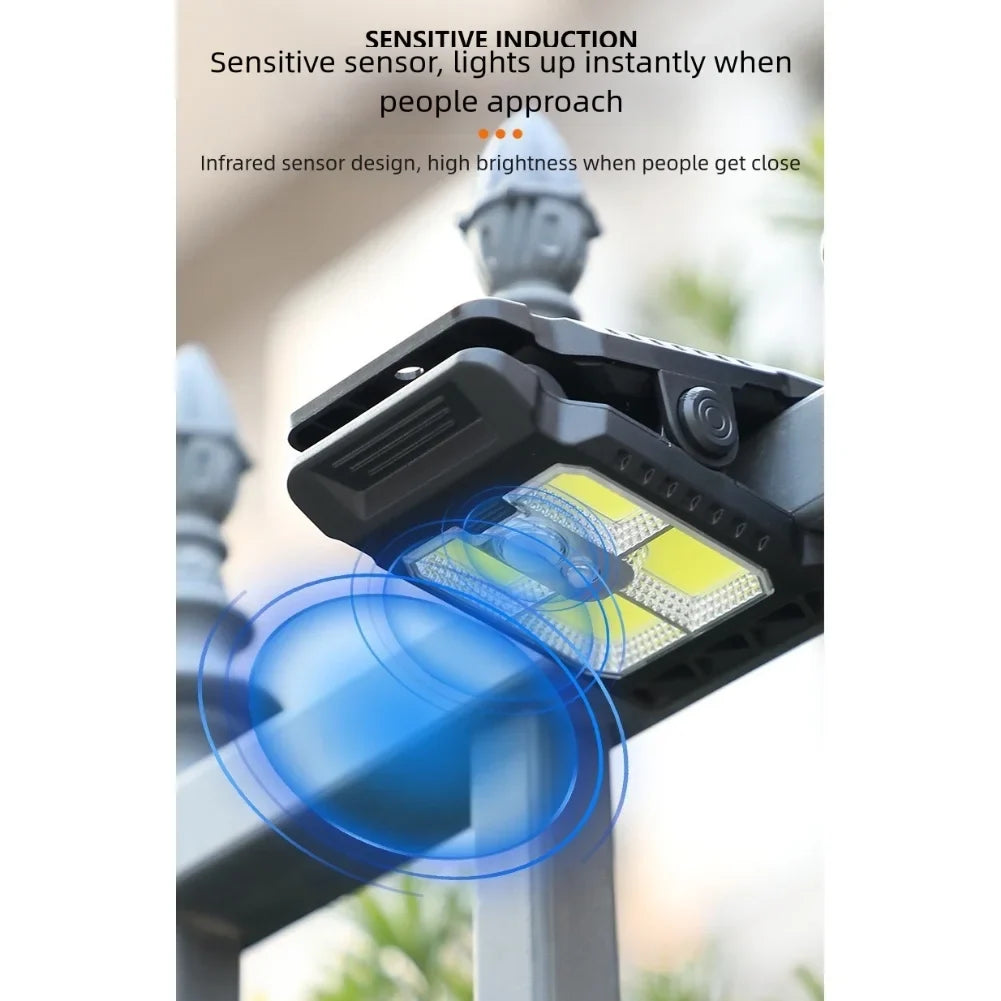 Portable LED Solar Clamp Light Outdoor Waterproof Garden Camping