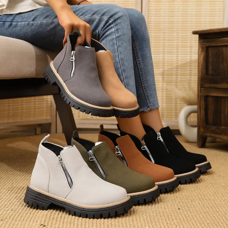 UXST Women's Platform Ankle Boots | Plus Size Thick Sole Zip
