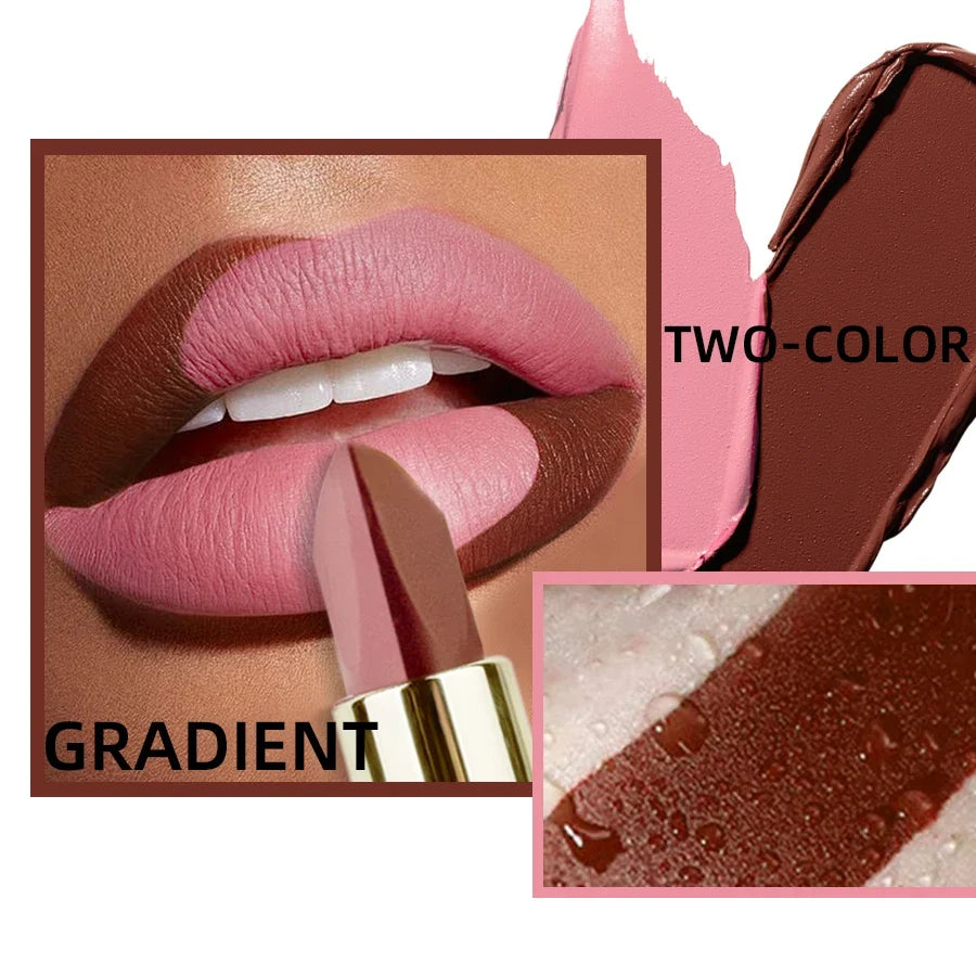 KAFURUX Two-Tone Matte Lipstick | Waterproof Long-Lasting Lip