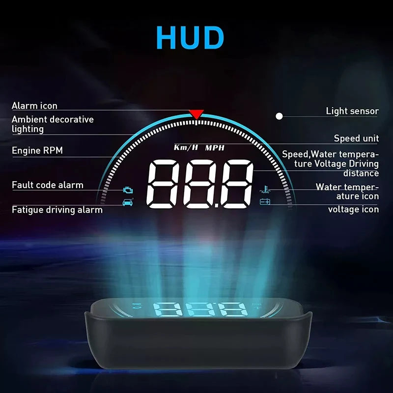 M8 OBD2 Car HUD Head Up Display | Speed & Temp Monitor