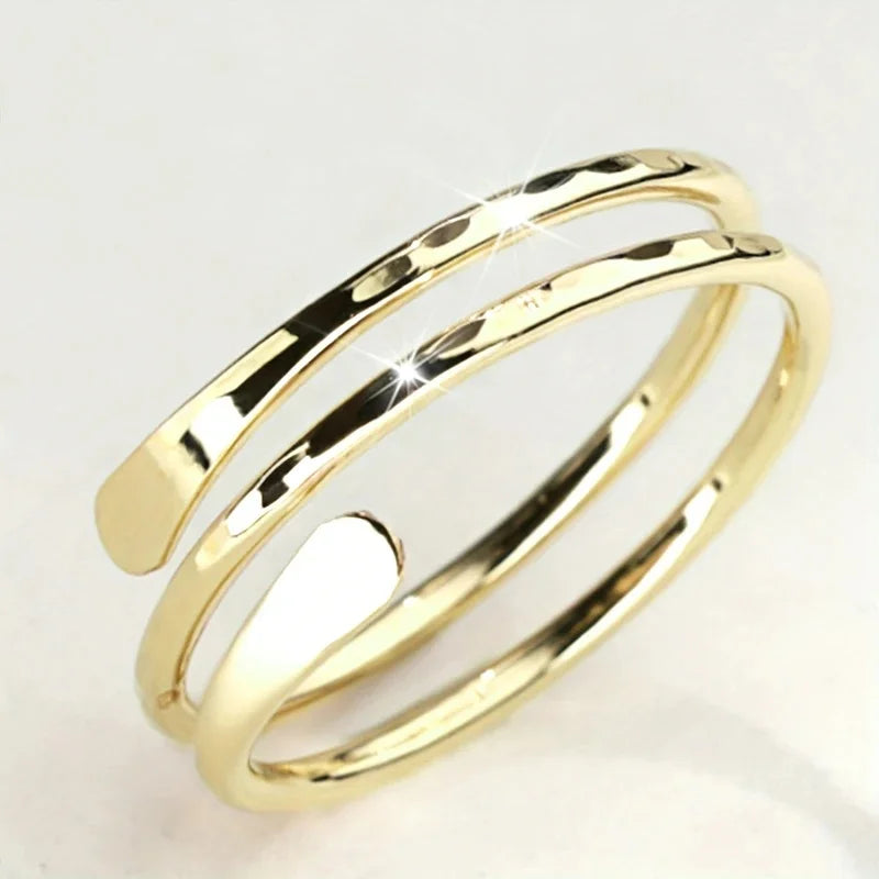 Huitan Glossy Multi-Layer Brass Ring – Women's Party Jewelry