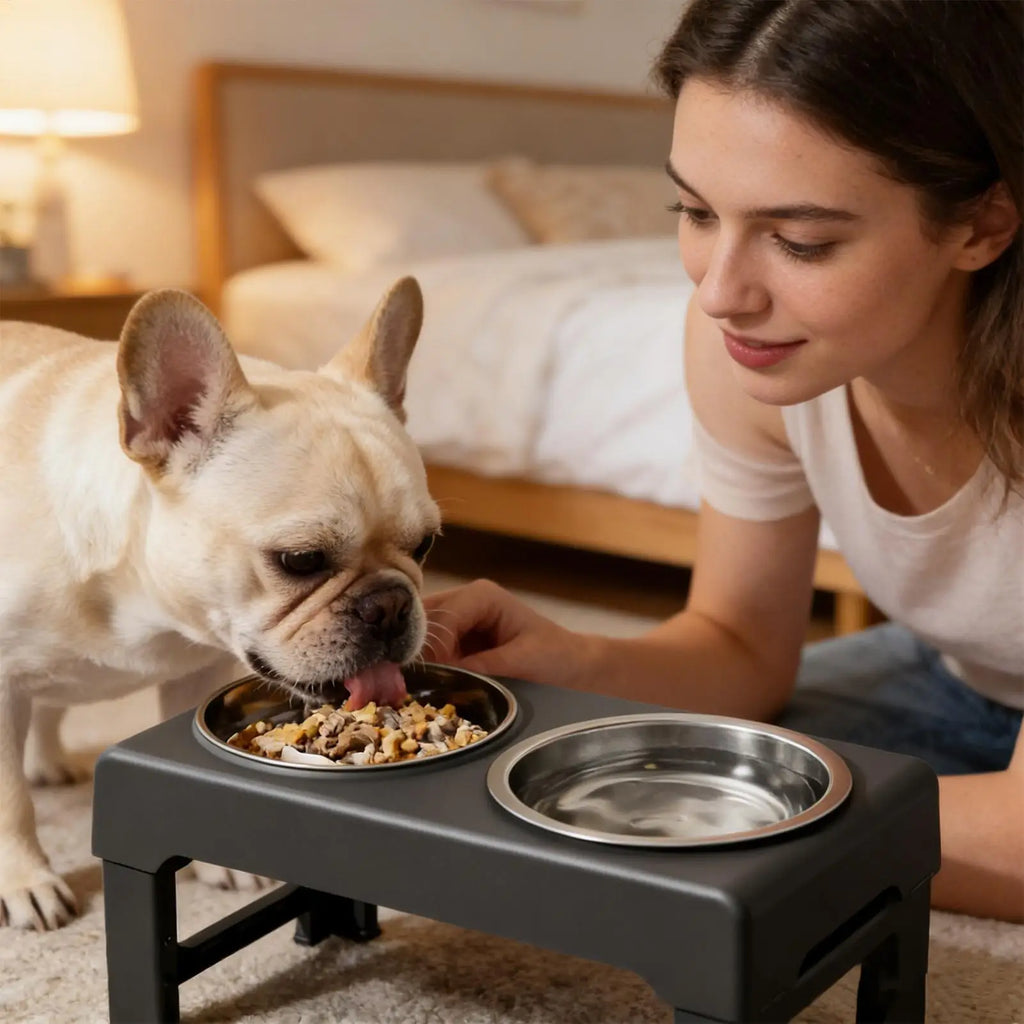 Elevated Double Pet Feeder | 3-Height Adjustable Cat & Dog Bowl