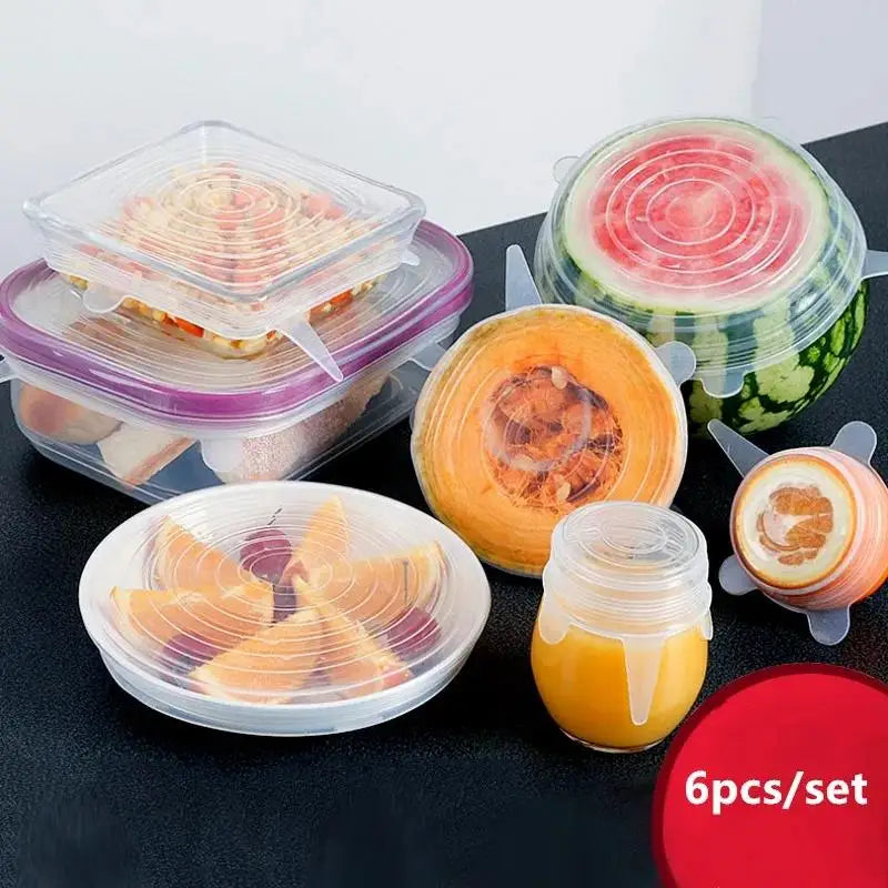 6-Piece Reusable Silicone Stretch Lids – Food Fresh Seal Covers