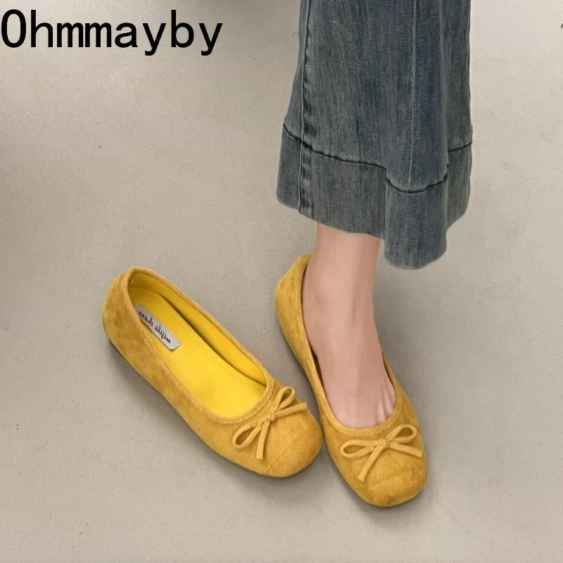 Women's Butterfly-Knot Mary Jane Ballet Flats Slip-On