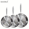 KEMORELA 3-Piece Non-Stick Stainless Steel Frying Pan Set 22/26/30cm