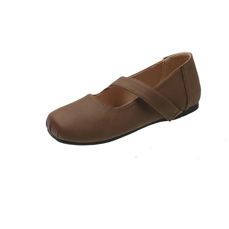 Women's Retro Square Toe Mary Jane Ballet Flats Slip-On