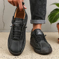 ZULIWAGN Retro Men's Leather Strap Sneakers | Casual Walking Shoes