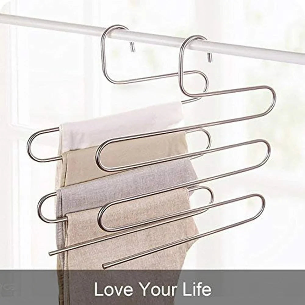Non-Slip S-Shape Pants Hangers – Stainless Steel 3-Pack