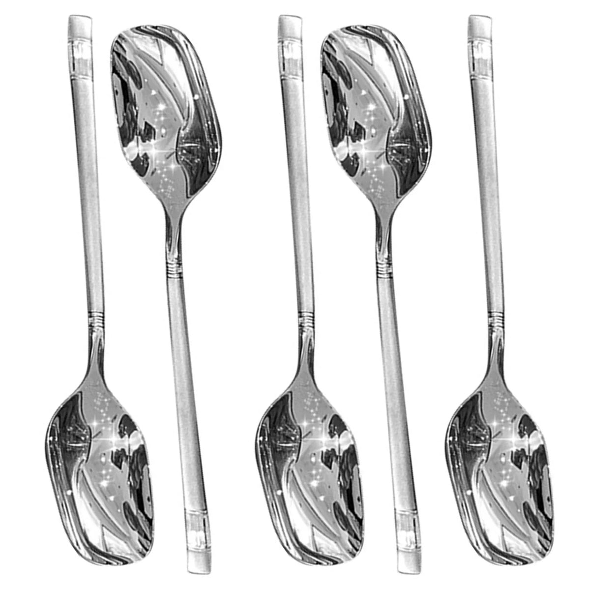 304 Stainless Steel Korean Soup Spoons Squared Head Set of 5