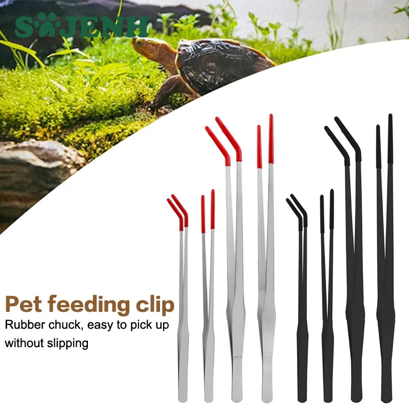 Reptile Feeding Tongs with Rubber Tips – Straight & Curved Tweezers