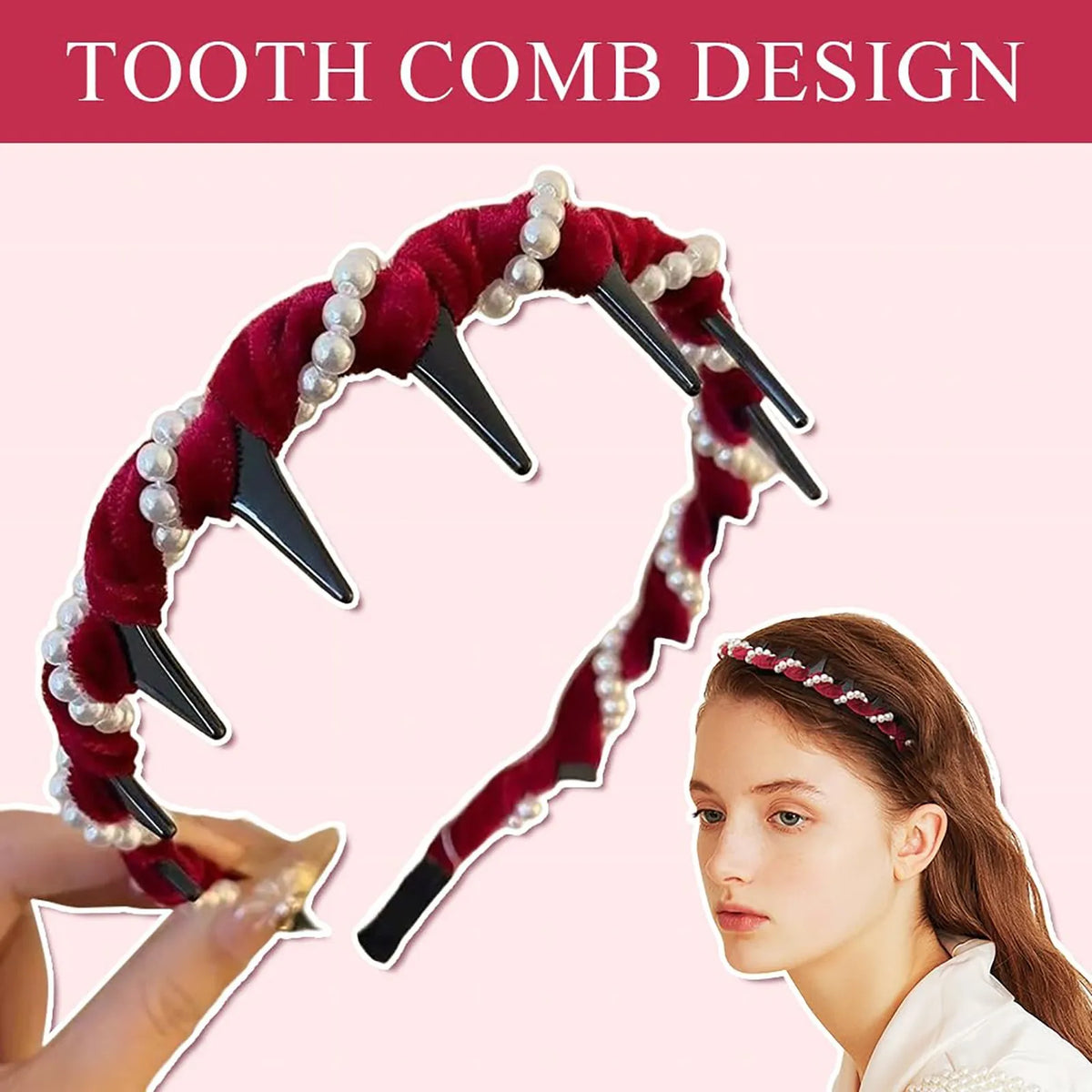 3-Pack Pearl Headbands for Women – Non-Slip Elegant Hair Hoops