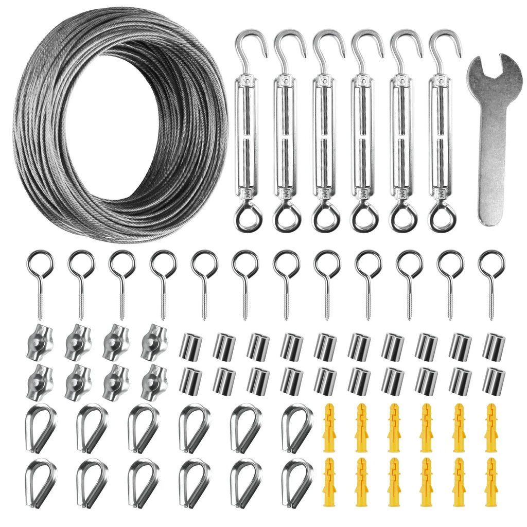 Sun Shade Sail Hardware Kit – 35M Stainless Steel Cable Rope