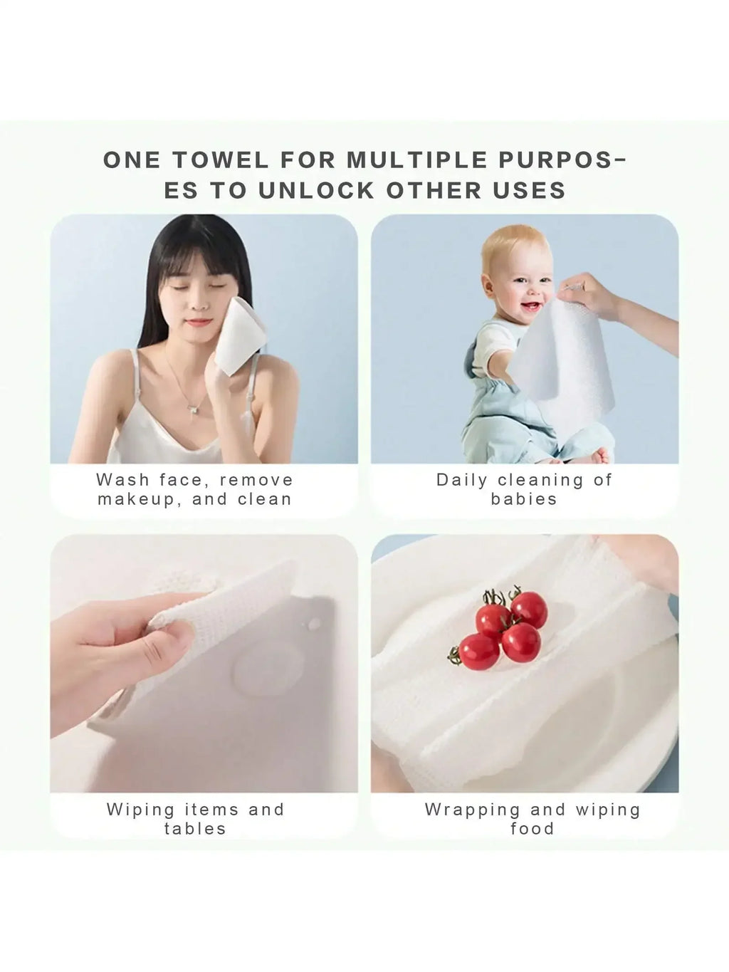 Disposable Face Towels 2-Pack 200ct | Soft Cotton Dry Wipes