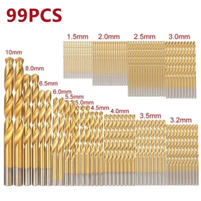 99-Piece HSS Metric Drill Bit Set – Metal, Wood & Plastic