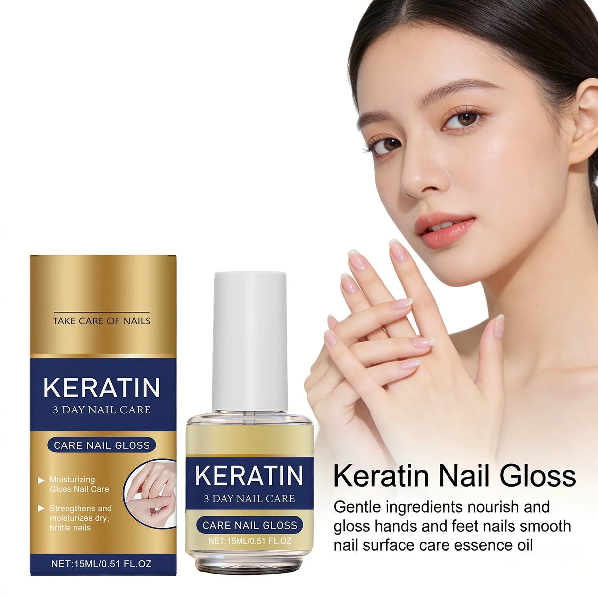 Keratin Nail Gloss 3 Day Care Repair Strengthen Improve Yellowing