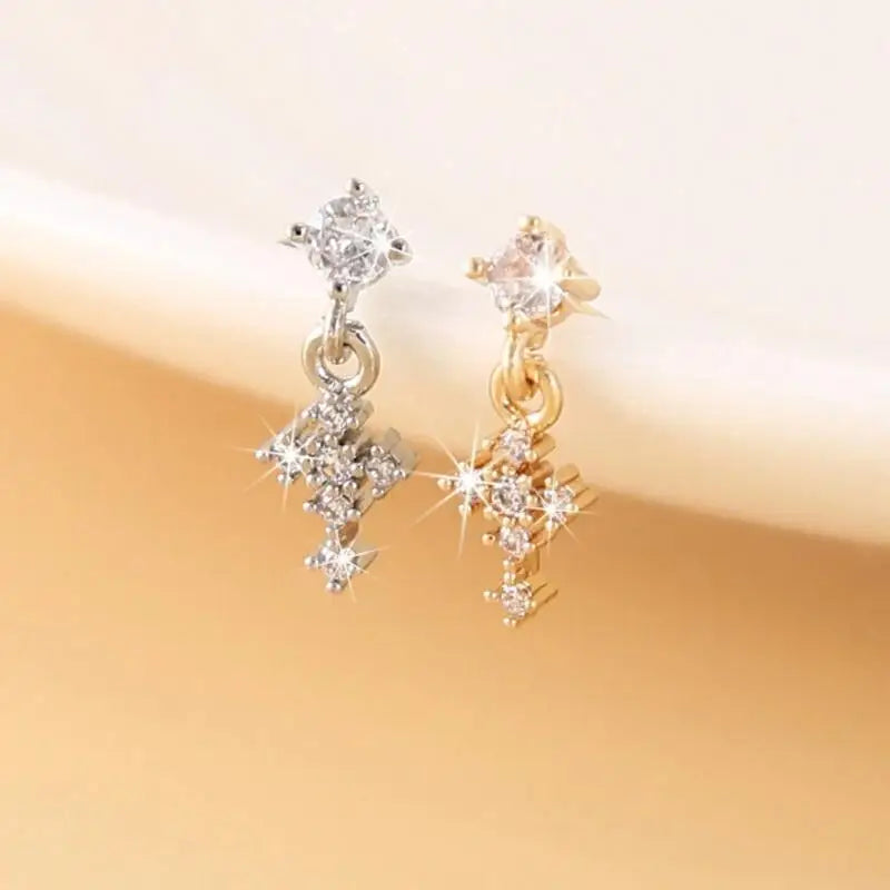 Cross Zircon Dangle Nose Ring – L-Shape Stud Body Jewelry