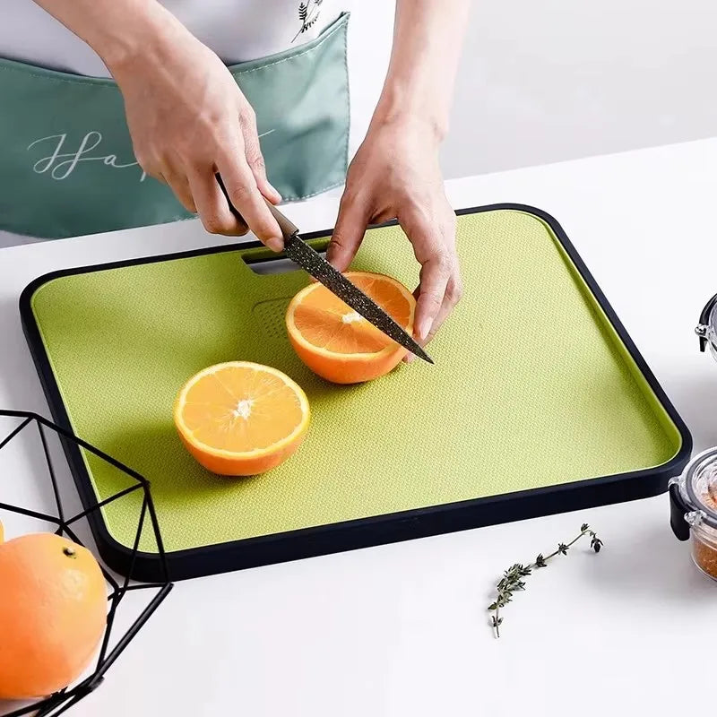 Wheat Straw Cutting Board with Garlic Grinder & Spill Guard