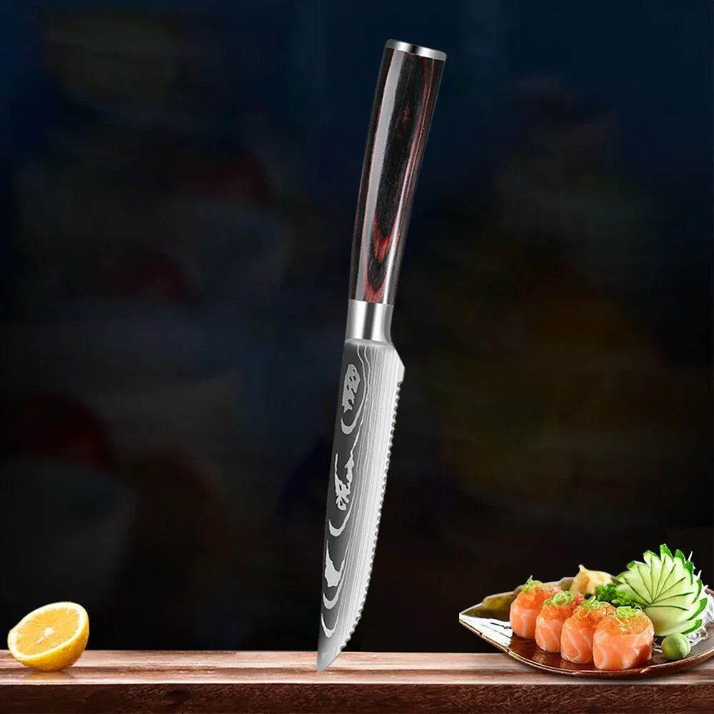 Damascus Steak Knife Set 1–8 Pcs | 4.5" Stainless Steel Knives