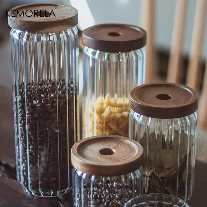 Glass Storage Jar with Acacia Wood Lid | Airtight Borosilicate