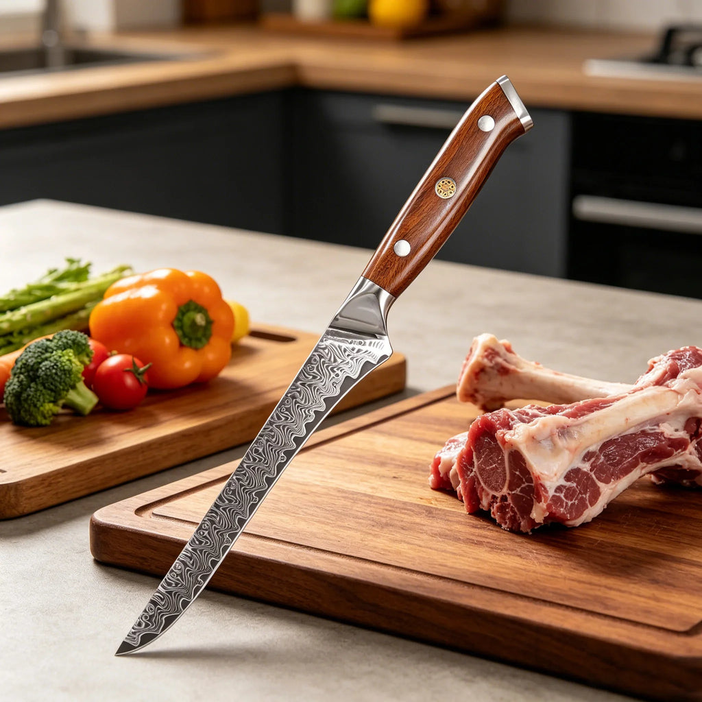 Damascus Steel Boning Knife – Sharp Chef Kitchen Knife