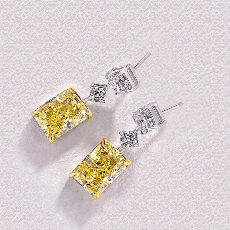 Huitan CZ Drop Earrings – Yellow & White Cubic Zirconia