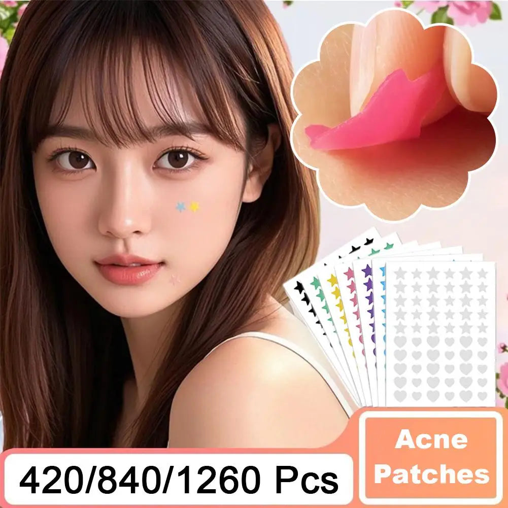 Colorful Star & Heart Acne Patches – 420 to 1260 Pcs