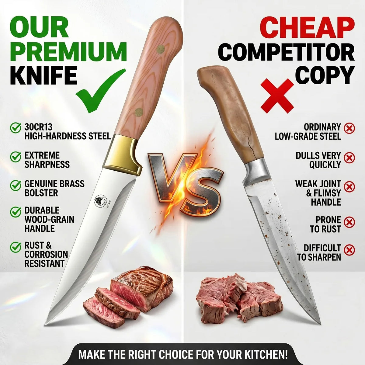 3-Piece Professional Kitchen Knife Set with Sheaths