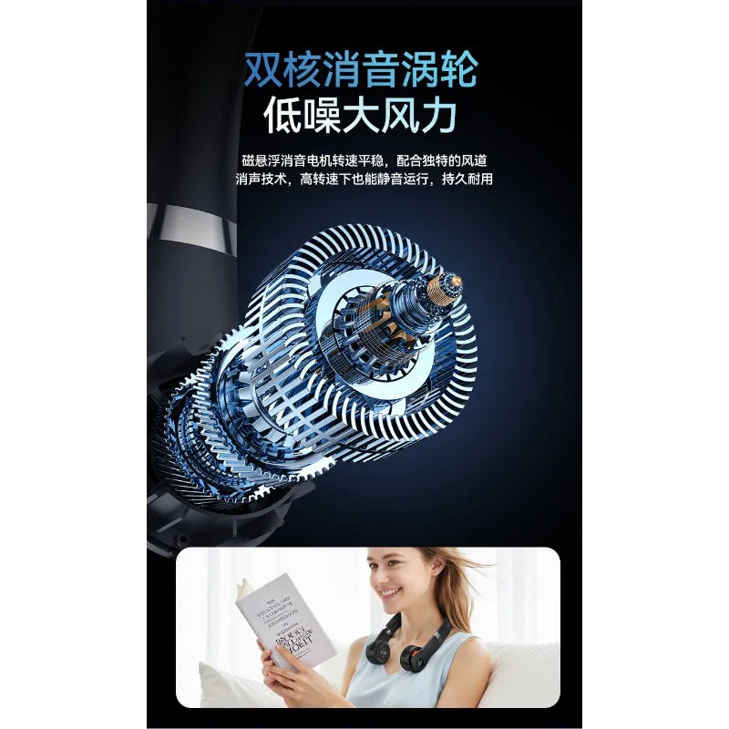 Bladeless Neck Fan Digital Display 20H Battery USB-C Charging