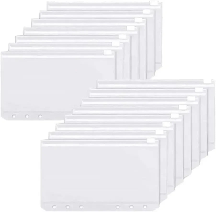 A6 6-Hole Zipper Binder Pockets – Waterproof PVC Budget Envelopes