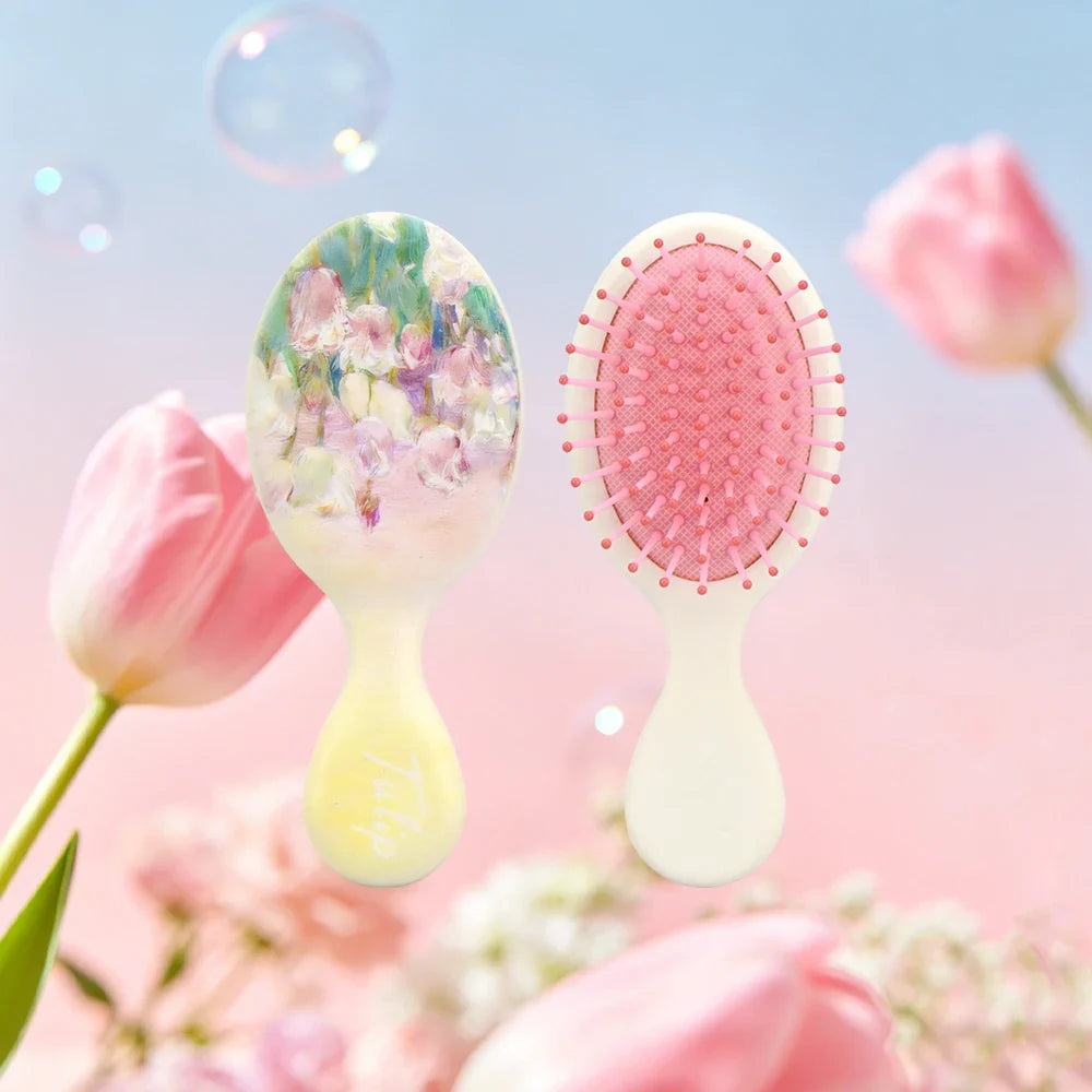 Mini Tulip Air Cushion Hairbrush – Anti-Static Detangling Travel Comb