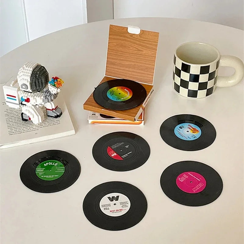 Vinyl Record Coasters Set of 6 – Retro Music Gift & Décor