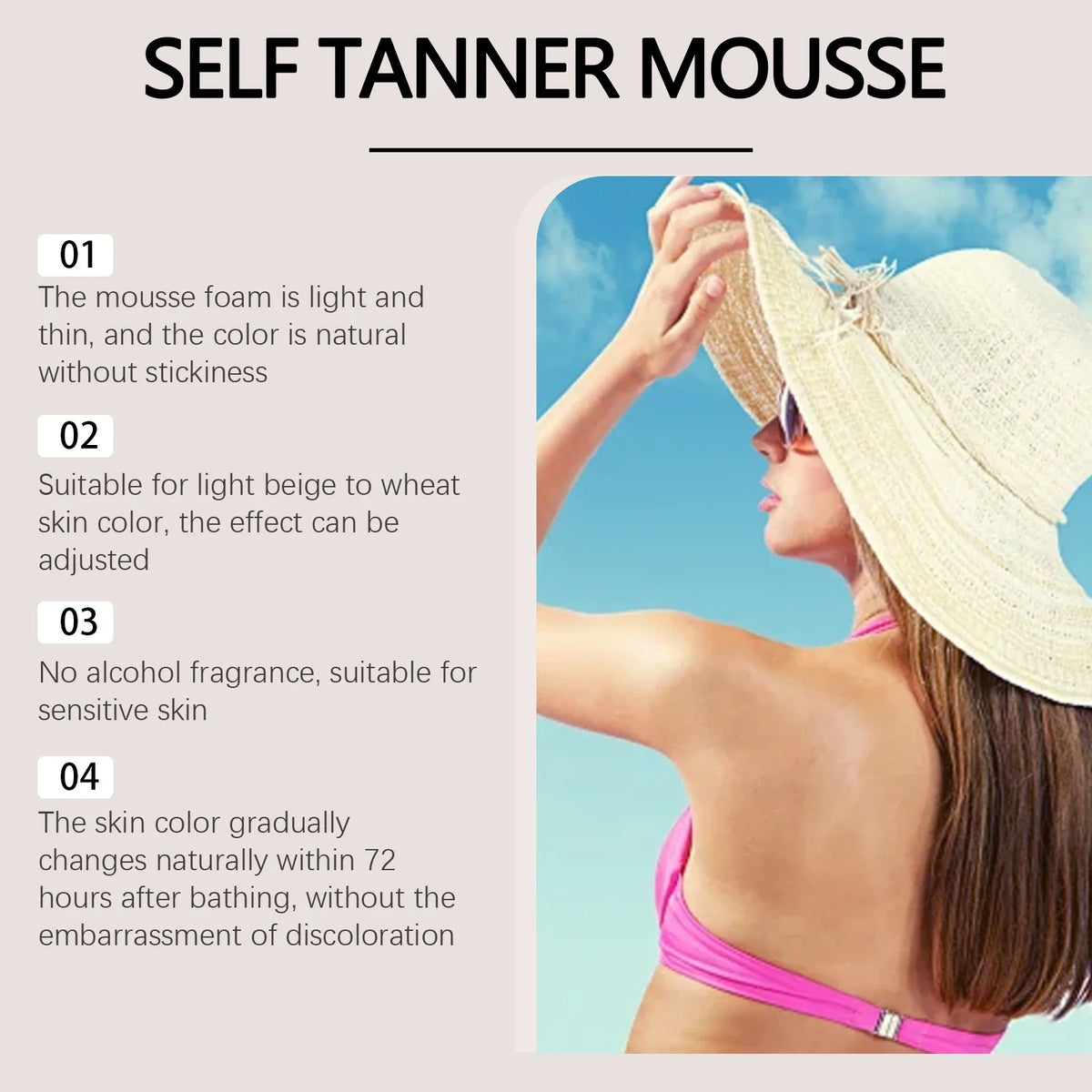 Jaysuing Self Tanner Mousse – Sunless Tanning Foam 60ml