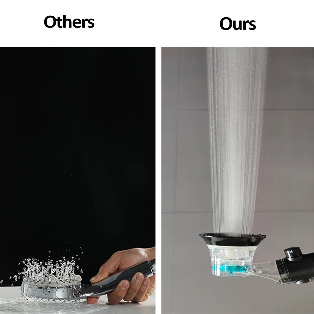 3-Mode LED Turbo Fan Shower Head | High Pressure Water Saving