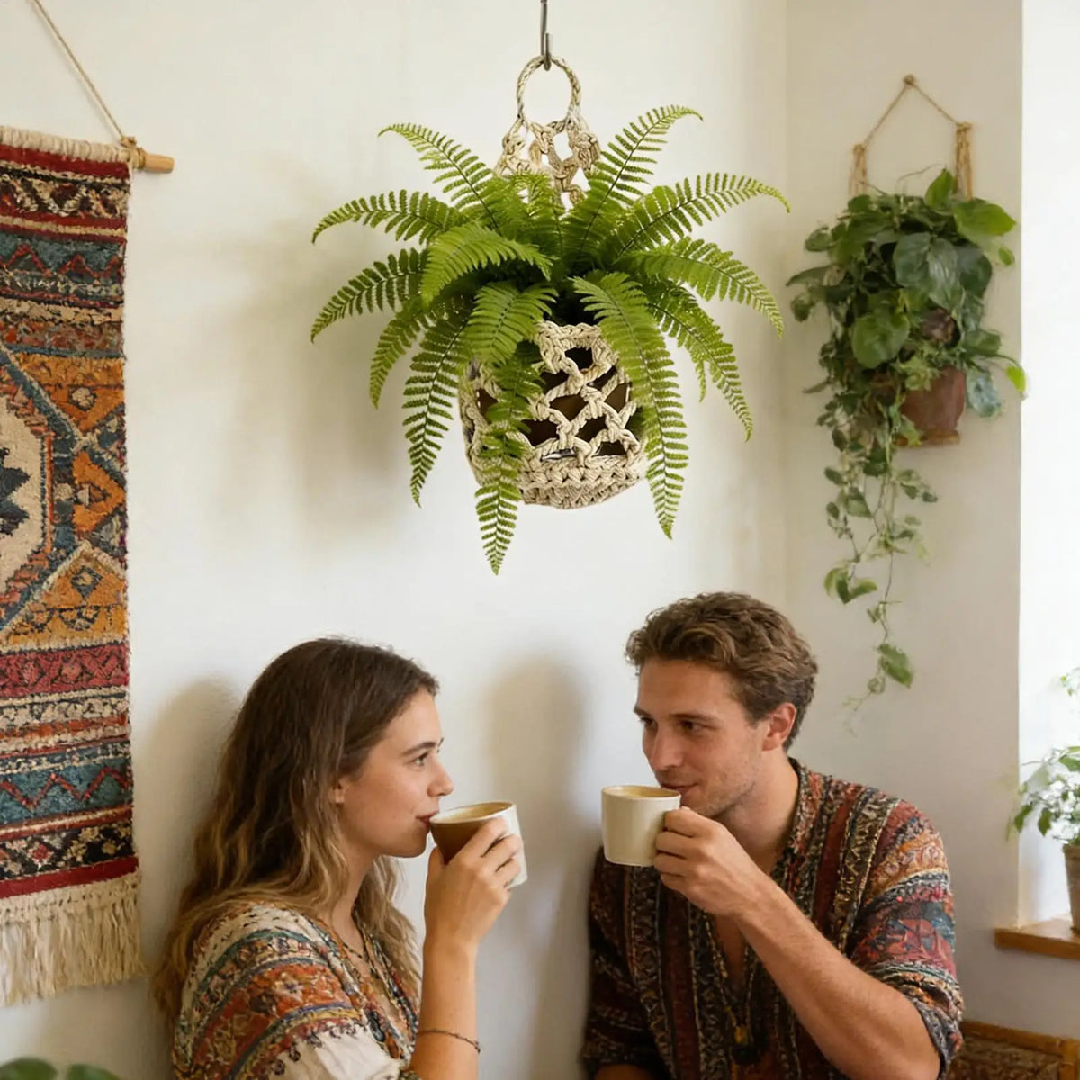Boho Macrame Plant Hanger | Cotton Woven Wall Basket