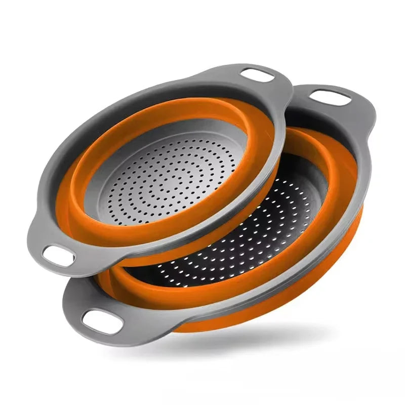 Collapsible Silicone Drain Basket – Foldable Fruit & Veggie Strainer