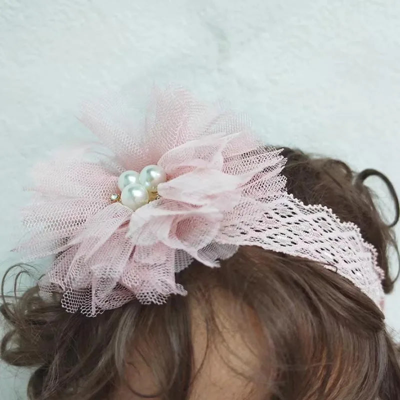 Cute Pearl Bows Baby Headband Socks Non Slip Cotton Sock Lace Flower