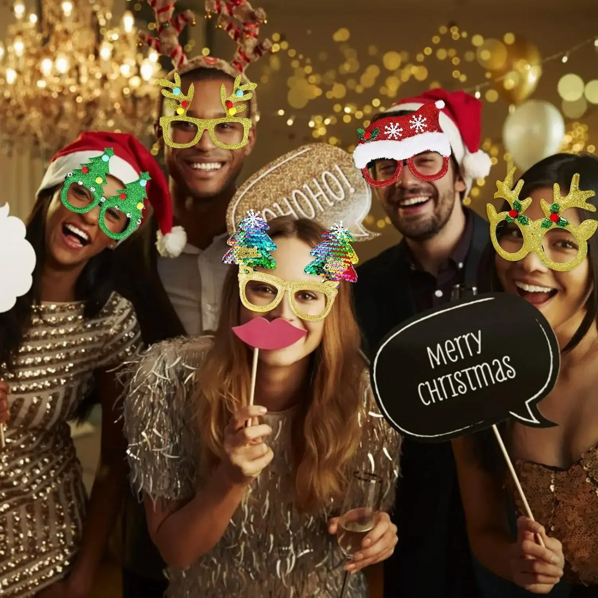 Christmas Glitter Party Glasses – 12 Festive Costume Frames